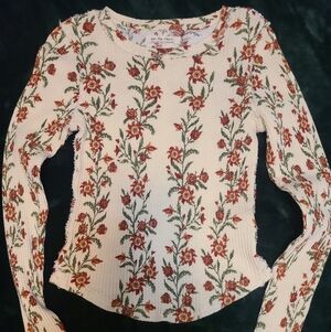 We The Free Cream Floral Knit Top